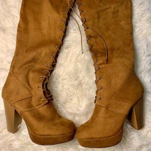 NWOT Brown/Chestnut Clog Heel Boots